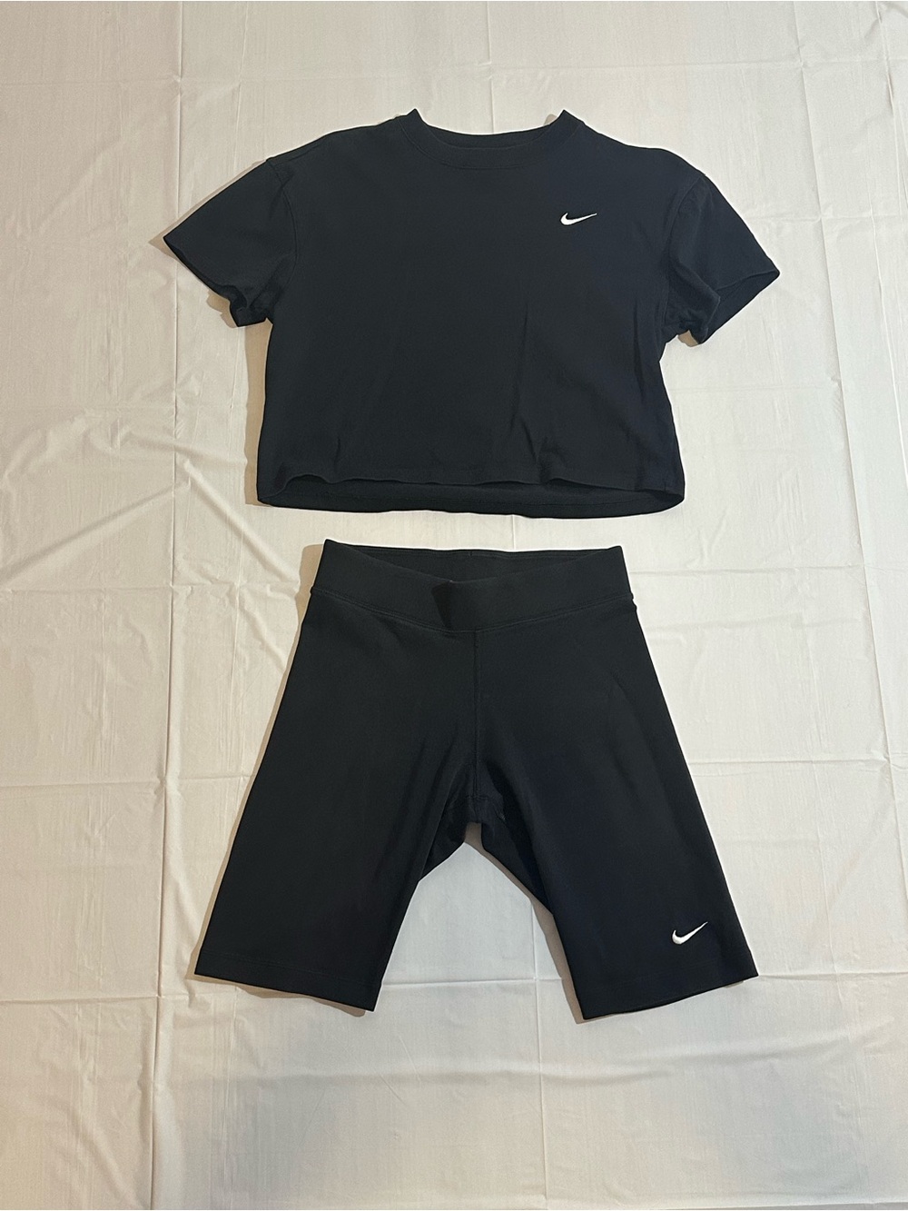 Nike Black Girls' Cropped Tee with Bike Shorts Set
